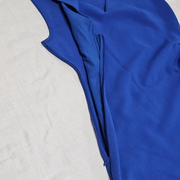 Diane Von Furstenberg Megan Sheath Dress Women Size 8 Blue Sleeveless Side Zip - Picture 15 of 16